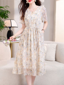 DAIXIANGFEIZI | Đầm Chiffon Cho Người Thấp 2026 Mẫu Mới Tay Ngắn