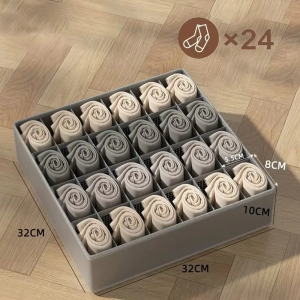 Multi-Use Drawer Organizer & Hanging Bag - 3-in-1 Foldable Fabric Underwear Socks Storage Box with Dividers Closet Organizer