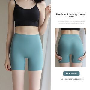Belly-Contracting Safety Pants Womens Underwear Two-in-One Seamless Safety Non-Curling Ice Silk Leggings Summer Thin Culotte