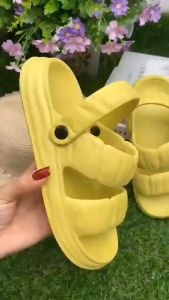 SDOXBE093-1 รองเท้าแตะ EVA รองเท้าใส่ในบ้าน-นอกบ้าน รุ่นพื้นหนา มีสายรัดข้อกันลื่น สีขาว สีดํา สีเขียว ไซส์ 36-41