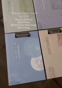 Clipboard Flower Pastel / Papan Jalan Warna Pastel Papan Ujian