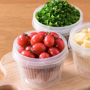 Food Grade Herb Storage Container Refrigerator Organizer for Cilantro Scallions Garlic Pure Color Japanese Style Kitchen Accessory