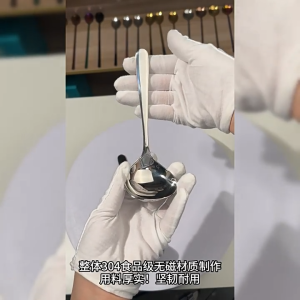 (3แถม3) ช้อนตักซุป ช้อนสแตนเลส304 ด้ามยาว ช้อนสแตนเลสสไตล์เกาหลี Spoon ช้อนตักแกง ตักซุป ตักอาหาร ช้อนกลาง