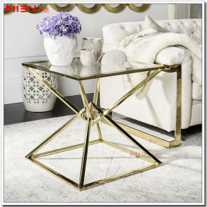Modern Minimalist Stainless Steel Glass Square Living Room Sofa Corner Table Luxury Gold-tinted Metal Frame Wardrobe