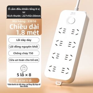 deli | Ổ Cắm Đa Cổng Gia Dụng 8 ổ cắm