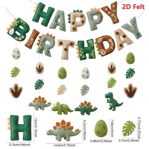 Dây Treo Trang Trí Hình Khủng Long Xanh Bằng Vải Nỉ 2D Dành Cho Bé Trai & Bé Gái Sinh Nhật 1 2 3 Tuổi Tiệc Chào Đón Em Bé Trang Trí Tường