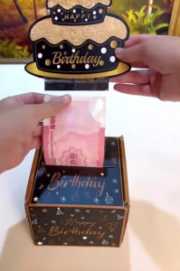 [แถมซองเงินฟรี] กล่องของขวัญเซอร์ไพรส์วันเกิด กล่องดึงเงิน อุปกรณ์ประกอบฉากกล่องของขวัญ เค้กเงินสด [F02]