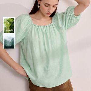 3COLOUR·S | French Collar Short Sleeve Loose Workwear Top