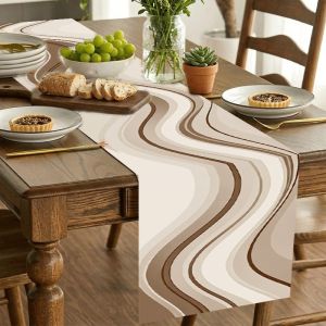 Modern Wave Pattern Table Runner Washable & Reusable Universal Table Runner Decor for Home Kitchen & Dining Room