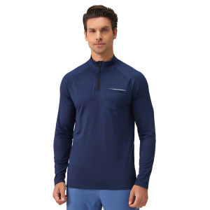Luoke Mens Standing Neck Sports Half Zipper Fitness Long Sleeved Quick Drying Running Top