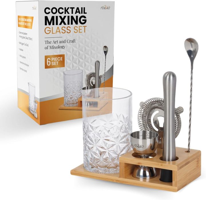 TEAVAS cocktail 700ml mixing glass set with stand 6 pieces mixing