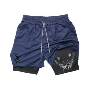 Quần Short Chạy Bộ Mùa Hè Nam Nhanh Khô 2 Trong 1 Tập Gym Thể Thao Chạy Bộ Hai Lớp Thiết Kế Thông Thường Lưng Trung Bình Có Dây Rút