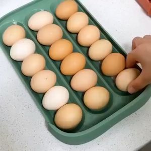 18 Grid Egg Holder Case Refrigerator Auto Scrolling Drawer type Eggs Storage Box
