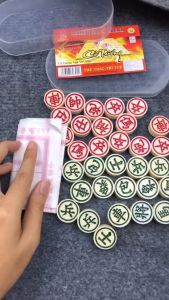 Cờ Tướng Ngà Nhựa Melamine Loại NHỎ - Đường Kính Quân Cờ 2.2cm - Trò Chơi Trí Tuệ