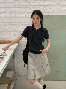 Mixd | Henry Collar Short Sleeve Thin Knitwear