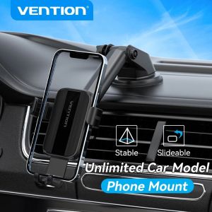 Vention Car Phone Holder Auto-Clamping Car Phone Mount With Suction Cup Anti-slip Silicone Arms Applicable to 4.7‘’-7.2‘’ 360 the dashboard Adjustable Universal Holder Stand untuk