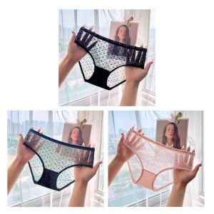 Victorias Secret เซ็กซี่ ลูกไม้ กางเกงใน ผู้หญิง โปร่งแสง นุ่ม Pure ผ้าฝ้าย Crotch Triangle กางเกง 3-pack Low เอว ผ้าไนลอน