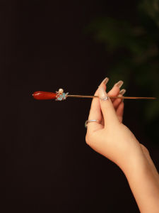Work Clothing Hairpin for Girlfriend Burnt Blue Classy New Chinese Style Headdress Red Godlike Man Hair Clasp Embellishment Small Hair Accessories