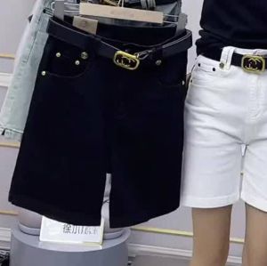 High Waist Elastic Denim Shorts plus Size Women Summer Slim Straight Five-Point Pants Thick Thighs Appearance Casual Jeans