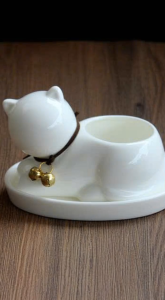 Chậu Trồng Cây Sen Đá Xương Rồng Mini Hình Mèo Có Khay Để Bàn Văn Phòng