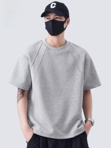 ROMON | Romon Mens Summer Thin Cotton Ice Silk Casual Loose Short Sleeve T-Shirt Round Neck Base Shirt Youth Popular Anti-Wrinkle