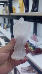 Hand Carved Guardian Angel Figurine Natural White Selenite Raw Crystals Gypsum Crystal Healing Stone for Home Decor DIY Gif