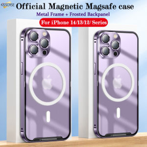 KISSCASE Official Original Color Magsafe Case For iphone 14 13 Pro Max Metal Frame Glass lens Frosted PC Magsafe wireless charging cover