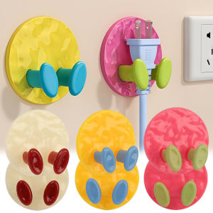 10Pcs Dopamine No-Drill Adhesive Plug Hooks Strong Self-Adhesive Socket Organizer Wall Cord Concealer Hook Kitchen Cable