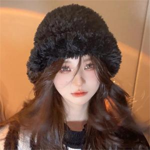 Xinjiang Tibet Mongolia Harbin Snow Town Travel Wear Wear Thickened Heattech Plush Bonnet Make Your Face Look Smaller Solid Color Woolen Hat