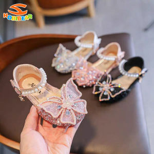 HOBIBEAR รองเท้าแตะเด็ก/เด็กผู้หญิง/เด็กผู้หญิง รองเท้าแตะรองเท้าเจ้าหญิง รองเท้าแตะคริสตัลลายผีเสื้อ รองเท้าแตะพื้นนิ่ม นู่ม เบา ใส่สบาย ของขวัญที่ดีสำหรับเด็กๆ