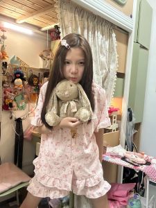 Bộ Đồ Ngủ Cotton Nguyên Chất Mùa Hè Cho Nữ Bộ Đồ Ngủ Tay Ngắn Thoải Mái Dễ Thương Có Đệm Ngực Bộ Đồ Mặc Nhà Thường Ngày