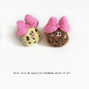 Funny Cookies Bows Plush Hair Ring ~ Young Adult Heart Cute Fluffy Head Rope Hair Band Fall and Winter New