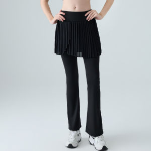 Womens Mock Two-Piece Skort Tennis Yoga Pants Quick-Dry Gym Running Workout Skirt Pants with Pocket