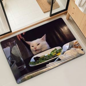 Thảm Cửa Sợi Nhỏ Hình Mèo Vui Nhộn Cỡ Lớn M-Meme Thảm Trải Sàn Chống Trượt Thấm Hút Nhanh Khô Cho Phòng Tắm Nhà Bếp Phòng Khách - Thảm Flannel Đa Năng