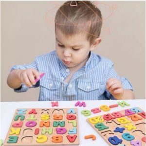 RPang Alphabet Digital Puzzle Wooden Toys Kid Number Letter shape Matching Jigsaw Board 20*20cm