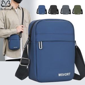 Belfoyer กระเป๋าสะพายไหล่แบบเรียบง่ายของผู้ชายกระเป๋าสะพายไนลอนแบบสบาย ๆกระเป๋าสะพายขนาดเล็กที่มีคุณภาพสูง
