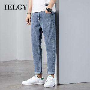 IELGY ครอปผู้ชายกางเกงสำหรับผู้ชายครอปลำลองบางกางเกงยีนส์หลวมตรงเข้ากับทุกชุดฤดูร้อน