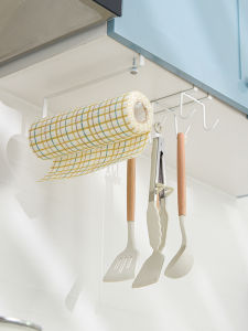 Kitchen Paper Towel Holder Hanging Rack Oil Absorbent Paper Storage Lazy Cloth Hook under Cabinet No Drilling Required