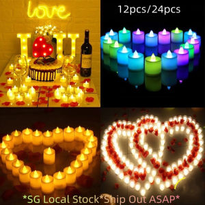 ✨SG Ready Stock✨12 pcs  24pcs  LED Romantic Candles Night Light Flamesless Candles for Wedding Valentines Day Decor