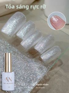 Sơn Gel Nhũ Ánh Kim MIANEL 12ML Hiệu Ứng Lấp Lánh Mạnh Mẽ Bóng Cao Dành Cho Móng Mùa Hè Gốc Nhựa Màu Trắng & Xanh Dương Dùng Trang Trí Móng.