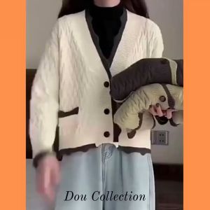 Áo Khoác Cardigan Len Trơn Vintage Cổ V Xuông Cá Tính Phong Cách Hàn Quốc Thời Trang Thu Đông - Mã TA005