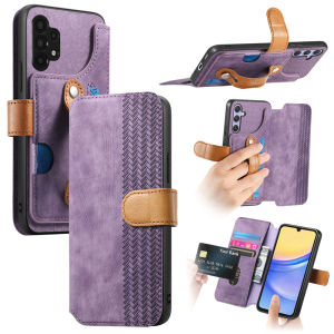 Galaxy A55 A16 A54 Retro Full Cover Protective Case A36 A15 Flip Cover A05S Card Insertion Simple Design A52 A70 Series Phone Shell