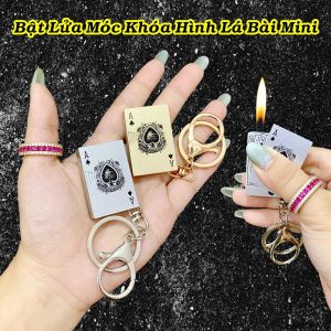 [HCM] Bật Lửa Gas Móc Khoá Kim Loại Hình Lá Bài Mini