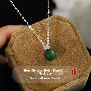 Imperial Style Jade Pendant Silver Necklace