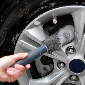 AmoKi Car Wash Cleaning Portable Wheel Brush Microfiber Wheel Tire Rim Brush Auto Trunk Tools 28cm