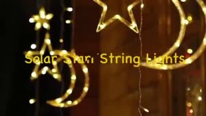 Lampu LED Hiasan Idul Fitri / Lampu Tirai 4 Meter Bulan Bintang Kelap-kelip / Lampu Hias Kamar LED