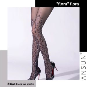 ANSUN | 15D Floral Lace T-Crotch Pantyhose Sheer Stockings