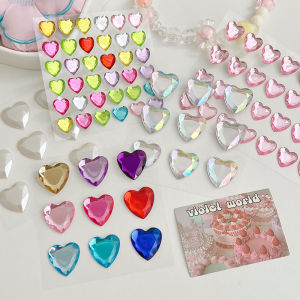 Laser Shiny Diamond Crystal Stickers 3D Heart Design Mobile Phone Case Decorations Adhesive Labels Creative Business Supplies