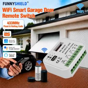FUNNYSHIELD WIFI Garage Door Remote Control Relay Receiver 2CH Controller Smart Switch 433mhz 868MHz Tuya RX-MULTI 280-915MHz