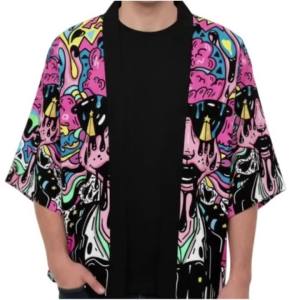 Nam Graffiti In Hình Hoạt Hình Áo Cardigan Kimono Nhiều Màu Sắc Nghệ Thuật Trừu Tượng Thường Ngày Rời Tay Lửng Hip Hop Dạo Phố